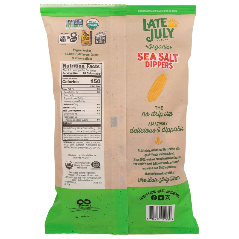 Late July Sea Salt Dippers Organic Tortilla Chips, 7.4 Oz