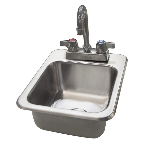 BK Resources DDI-0909524-P-G 20 Gauge Stainless Steel 9 x 9 x 5 Inch 1 Compartment Drop in Sink with Faucet