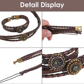 Adorila 2 Pcs Hat Band with Bracelet Set for Women, Ethnic Western, Retro Style Hat Decor for Cowboy, Panama, Straw Hats Multi Color