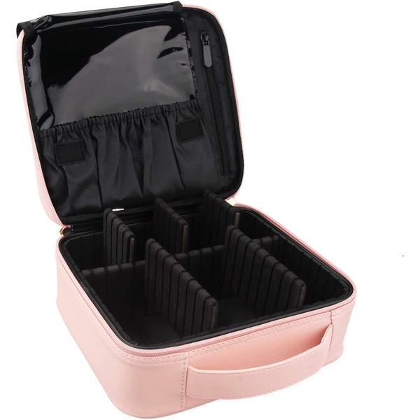 ANBOWEI Travel Makeup Organiser Bag, Pink Makeup Bag Professional Cosmetic