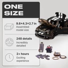 UNIDRAGON Original Wooden Jigsaw Puzzles for Adults Unimodels Stallion GT Black 248 Pieces, Assembled Wooden Car Model, Wooden Gift Box, Shaped Pieces