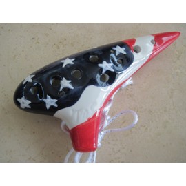 Utopia the Stars and Strips patriotic ceramic Ocarina Soprano G - Easy to play Good for beginners
