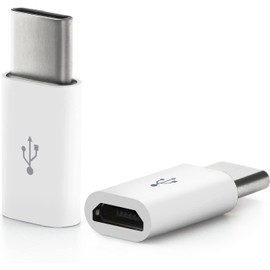 Mr. Gadget's Solutions Micro USB to Type C Adapter/Male to Female/Fast Charging + Data Transfer/Converter/Connector - White