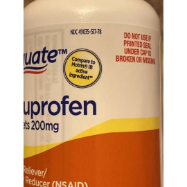 Equate Ibuprofen Tablets 200mg 100 Caplets. Pain/Fever Reducer. Expires 07/2025