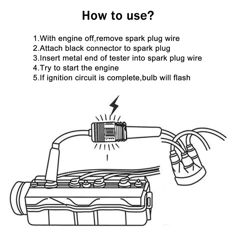 SINGARO Inline Spark Plug Tester, Plug-in Engine Ignition Tester, Car