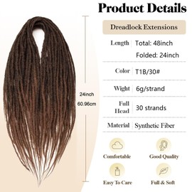 PORSMEER 10 Strands/Pack Ombre Brown Synthetic Dreadlocks Extensions,Handmade Hippie Dreadlock 0.6 Width Soft Dreads Hair Reggae Style Locs Crochet Braiding Hair for Women or Mens,18 inch