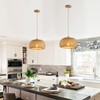 Bamboo Pendant Light Fixture One-Light Adjustable Rustic Basket Handmade Woven
