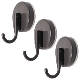ZHMEINA Bathroom Suction Hooks, Bathroom Suction Cup Hooks, Heavy Duty Suction Cup Hook, Plastic Glass Door/Mirror/Tile Waterproof Bathrobe and Towel Hook (Black 3pcs)