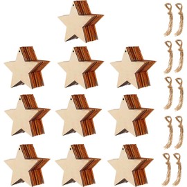 100pcs Wooden Stars for Crafting Christmas Tree Decorations Baubles for Crafts DIY Supplies Gifts to Paint Your own Sets for Kids