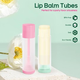 50Pcs Lip Balm Tubes Empty 5.5ml(0.18 oz)- BPA Free Twist-Up Containers with Color Caps, Leak-Proof DIY Lip Balm, for Homemade Lipstick, Yellow Cap