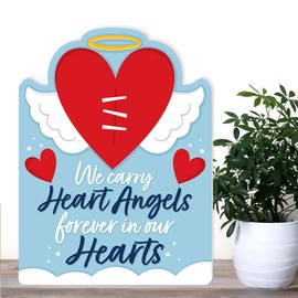Big Dot of Happiness Heart Angel - Sympathy Giant Greeting Card - Big Shaped Jumborific Card - 16.5 x 22 inches