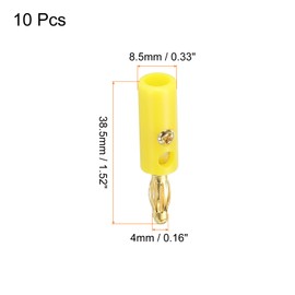 PATIKIL 10 Pack Banana Plugs Connector Screw Type Speaker Banana Plugs 4mm Gold-Plated Alloy Yellow for Speaker Wires, Sound Systems, Video Receivers, Home Theater