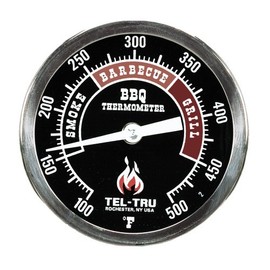 Tel-Tru BQ300 - Termómetro para barbacoa, esfera negra de 3 pulgadas con zonas, tallo de 2.5 pulgadas, 100/500 grados F
