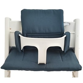 Kadem® Seat Cushion 100% Organic Cotton Classic Cushion Seat Cover High Chair Cushion 2-Piece Suitable for Stokke Tripp Trapp High Chair Machine Washable Easy Quick Attachment Blue