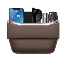 HOLDCY Car Seat Gap Filler Organizer - Leather Console Side Pocket Seat Storage - Stylish and Practical Car Accessories for Cars,SUV,Truck (Brown - 1 Pack)