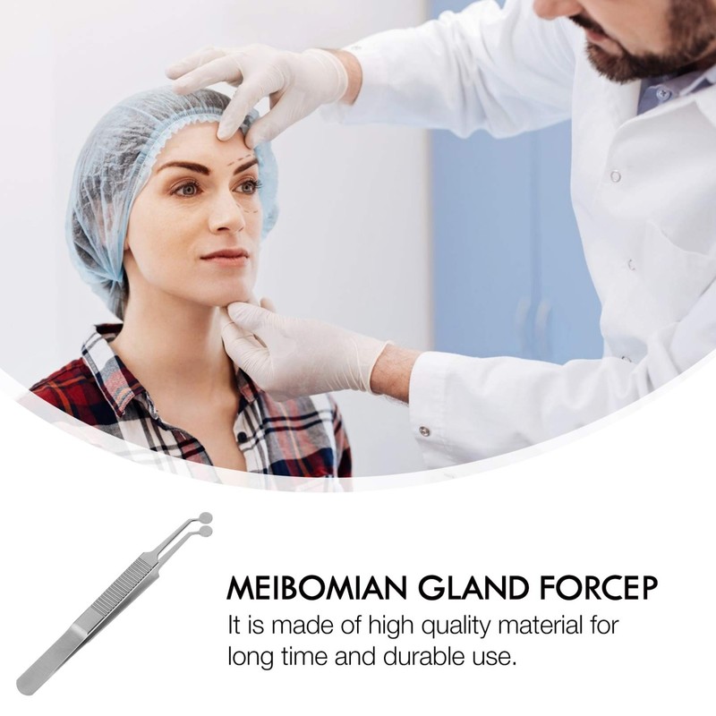 TEHAUX Eyelid Massage Tweezer Gland Forcep Round Head Stainless Steel