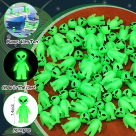 CroBlissful 200 Pcs Mini Alien Figures Glow in The Dark Small Little Tiny Aliens Figurine for Easter Party Favors Prank Rubber Toys Bulk Gifts for Space Party Goodie Bag Fillers Piñata Stuffers