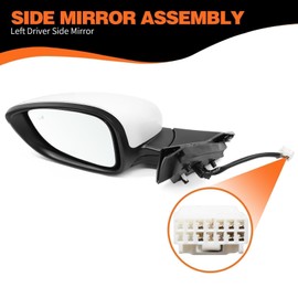 Aspaton Left Driver Side Mirror Assembly Compatible with Accord 2023 2024 2025 (BSM) Blind Spot Match & Heated and Power Glass (7Pins White)