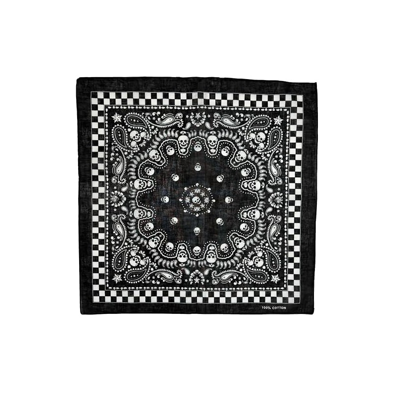 Zac's Alter Ego Skull & Paisley Bandana/Face Mask with Chessboard