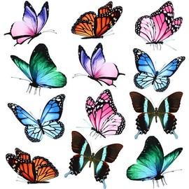 12 Pieces Butterfly Magnets Butterfly Car Magnetic Stickers Art Vintage Magnets Decal Removable Fridge Cute Magnetic Stickers for Office Home Whiteboard Car Decor(12 Style) - Style: 6 Style