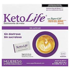 Stevia, Stevia Super Life Keto Life Caja con 80 sobres de 1g, 80 gramos