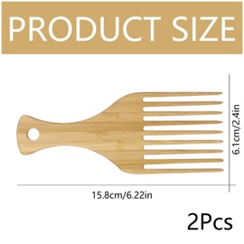 2Pcs Ergonomic Wood Afro Comb Anti Static Wood Wide Tooth Hair Comb Reusable Sandalwood Afro Pick for Men Ladies Hair Style
