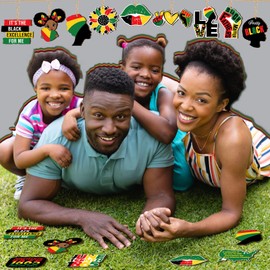 Kathfly 36 Pcs Black History Month Ornaments Juneteenth Hanging Decor Wood Hanging Decorations for 1865 Freedom Day Party Wood Tree Plaque Decor with String for African American(Cute Style)