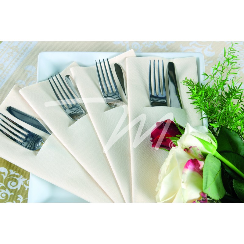 WHITE LUXURY AIRLAID 40CM POCKET-NAPKINS PACK OF 100