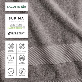 Lacoste Heritage Supima Cotton Bath Towel, Microchip, 30" x 54"