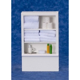 Melody Jane Dolls Houses Miniature White Bathroom Shelf Unit & Accessories Pink