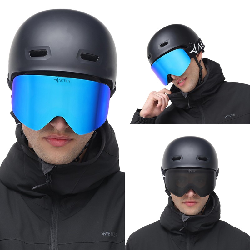 Actics Falcon 1 Black Ski Goggles with NASA-Engineered Revo Interchangeable