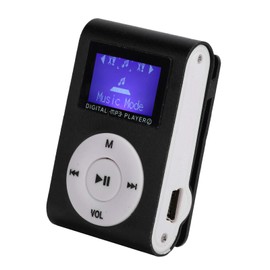 MP3 With Mini Screen, Portable LCD Screen MP3 Music Player, Sports MP3 Clip MP3 Player, for Outdoor Activities (Black)