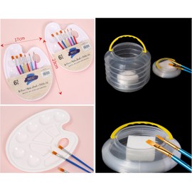 Paint Brush Set Collapsible, Portable Paint Brush Holder and palette, Plastic Reusable Washing Bucket for Watercolor Painting, Paint Tray Palette for Acrylic Painting, Water Color Paintbrushes.