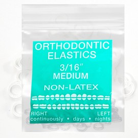 Clear Non-Latex 100 counts, Intraoral Elastic Bands Orthodontic Elastics Dental Rubber Bands Made in US Medium 3/16'', Clear