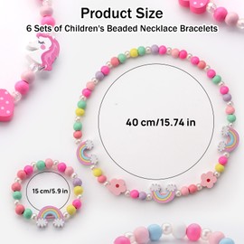 Hanqing 12Pcs Girls Princess Friendship Bracelets Necklace, Princess Party Bag Fillers, Party Bags for Kids Party, Christmas Birthday Party Favours