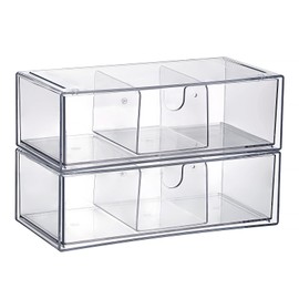 Sumnacon 3-Piece Set Drawer Storage Case, Divider Box, Acrylic Small Item Organizer, Cotton Swab Storage, Cosmetic Storage, Stationery Storage, Desktop Organizer, Transparent Stylish Box, Accessories