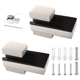 Lyeteung 2 pieces 3-16 mm adjustable glass shelf bracket, zinc alloy glass shelf bracket, glass clamp wall bracket, floating shelf bracket, for thick glass and wooden shelf, brushed silver