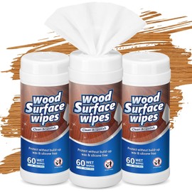 Threlaco 3 Pack 180 Count Wood Surfaces Wipes Wood Cleaner and Polish Wipes Furniture Floor Wet Cabinet Cleaner for Kitchen Bathroom Furniture Floors Cabinet Cleaning