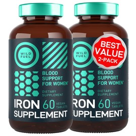 Iron Supplement for Women with Folic Acid - Iron Pills for Women with Anemia and Pregnant Women - 194% Daily Iron Ferrous Sulfate, 168% Folate Folic Acid - 120 Gluten-Free, Vegan Iron Tablets - 2Pack