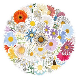 55PCS Cute Daisy Stickers Flower Stickers for Water Bottles Laptop Luggage Journaling, Eikecy Beautiful Plants Stickers Waterproof Vinyl Decals for Kids Teens Adults