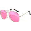 Classic Aviator Style Pink Gradient Lens Sunglasses Metal Silver Frame