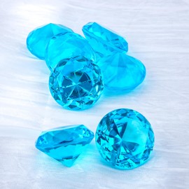 Niceup 26PCS Sky-blue Acrylic Diamond Big Gemstones 1.5in Princess Pirate Mermaid Swimming Pool Party Favors Fake Gems Jewels Treasure Hunt Hiding Sensory Bin Filler Toys Craft Supplies