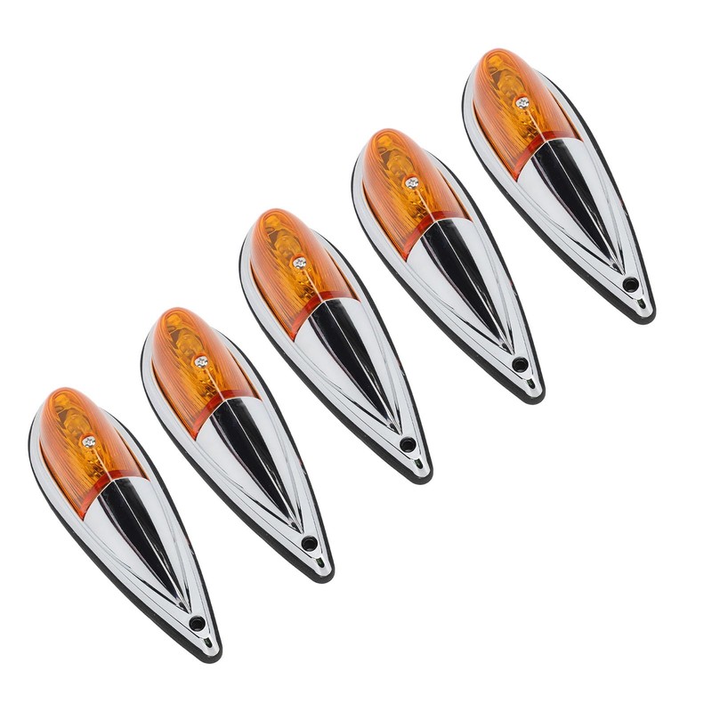 5pcs Cab Marker Light Weatherproof Amber Teardrop Cab Top Running