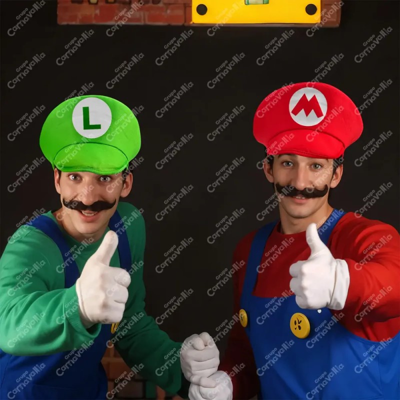 Par de Gorras Mario Bross Y Luigi Gorro Disfraz Fiesta
