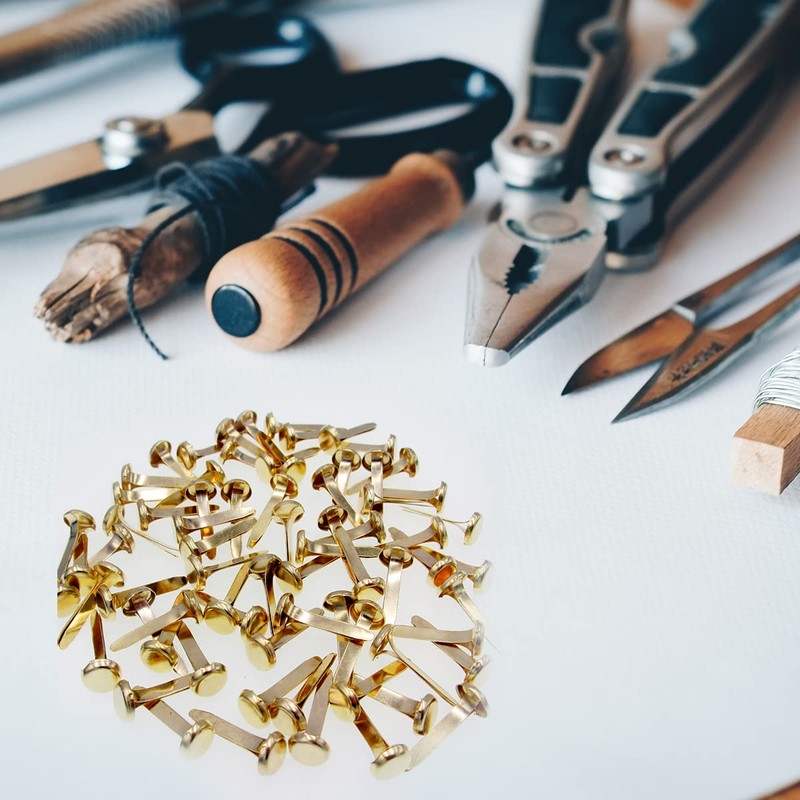100 Gold Metal Scrapbooking Brads for DIY Crafts - Double-Sided