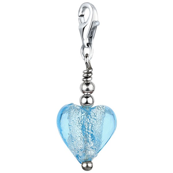 Nenalina 712024-002 Murano Glass Heart Lobster Clasp Charm Pendant for