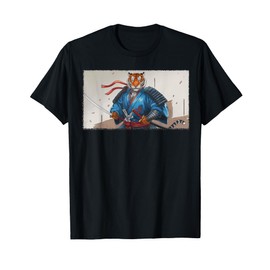 Tiger Samurai Warrior Katana Japanese Art Vintage Graphic T-Shirt