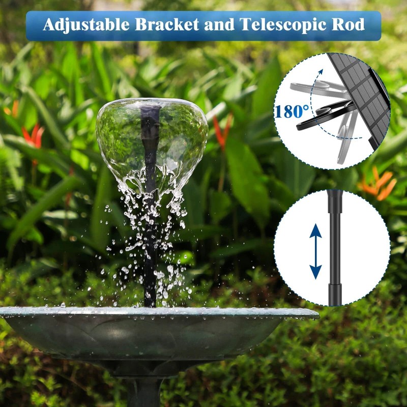 AISITIN Solar Powered Water Fountain Pump with 6 Nozzle,for Ponds,Pool,Fis
