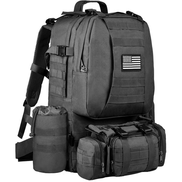 NOOLA Military Tactical Backpack Army Assault Pack Detachable Rucksack Molle Bag Black