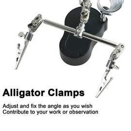 Vludiss Helping Hands Magnifying Glass Soldering Station, LED Lighted 3.5X 12X Magnifier with Auxiliary Clips Alligator Clamp for Miniatures Projects,Model Making, Soldering